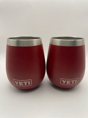 Yeti Red Stainless Steel Accent Vases - Pair